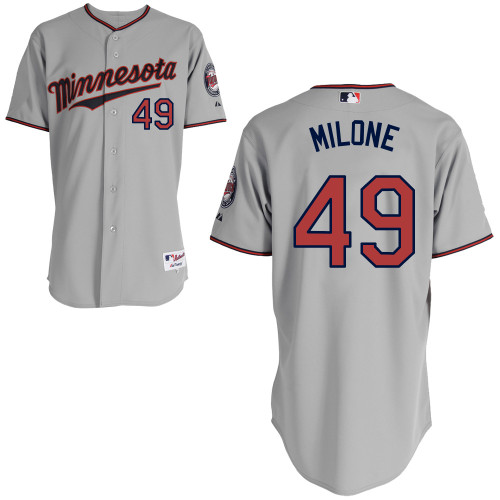 Tommy Milone #49 MLB Jersey-Minnesota Twins Men's Authentic 2014 ALL Star Road Gray Cool Base Baseball Jersey